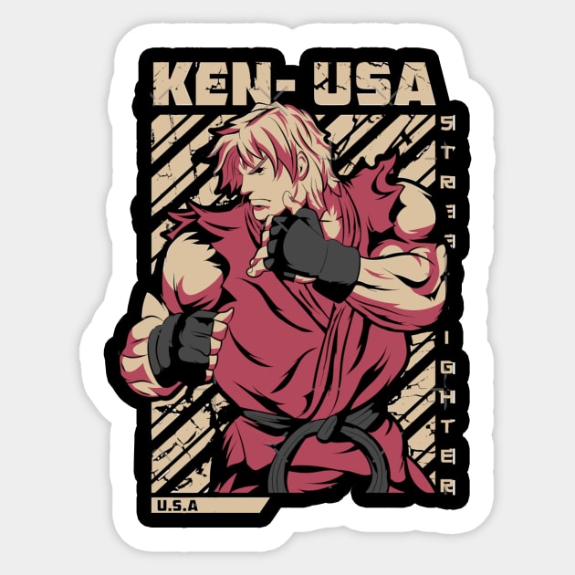 Ken USA Street Fighter fan art Sticker by SkloIlustrator